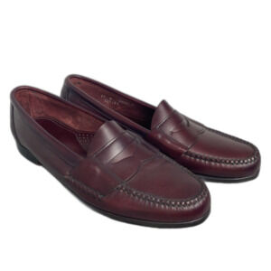 Vtg Cole Haan Made in USA Mens 11 B Preppy Penny Loafers Leather Sole Oxblood